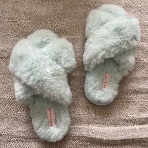 Baby Blue Faux Fur Slippers